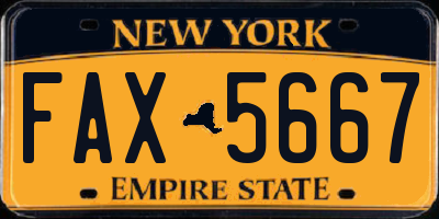 NY license plate FAX5667