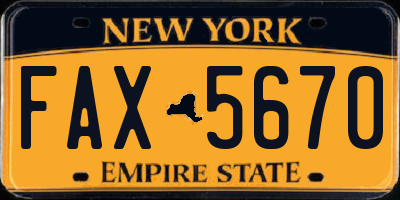 NY license plate FAX5670