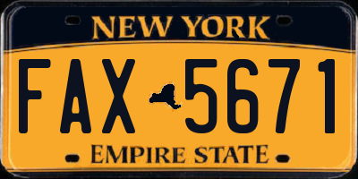 NY license plate FAX5671
