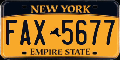 NY license plate FAX5677