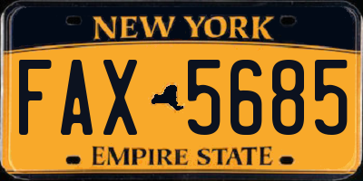 NY license plate FAX5685