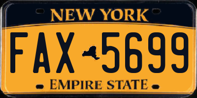 NY license plate FAX5699