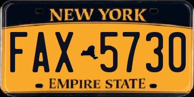 NY license plate FAX5730