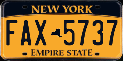 NY license plate FAX5737