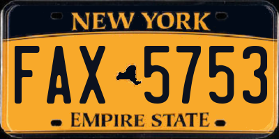 NY license plate FAX5753