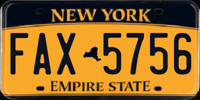 NY license plate FAX5756