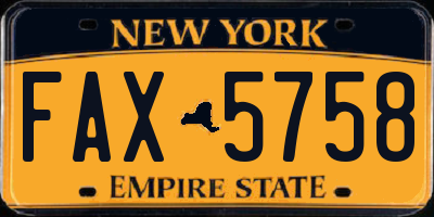 NY license plate FAX5758