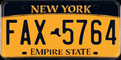 NY license plate FAX5764