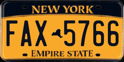 NY license plate FAX5766
