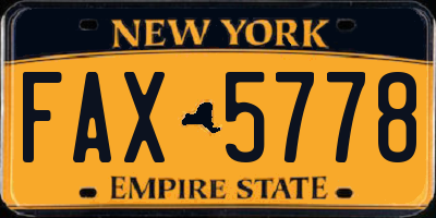 NY license plate FAX5778