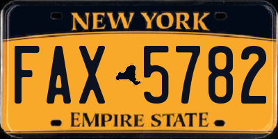 NY license plate FAX5782