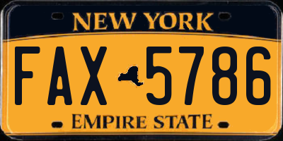 NY license plate FAX5786