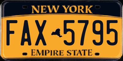 NY license plate FAX5795