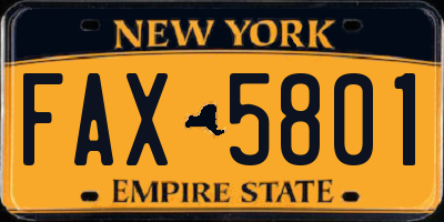 NY license plate FAX5801