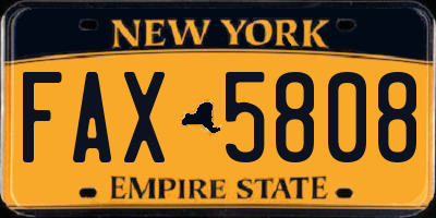 NY license plate FAX5808