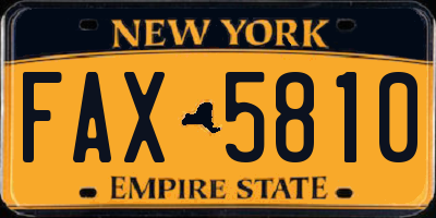 NY license plate FAX5810