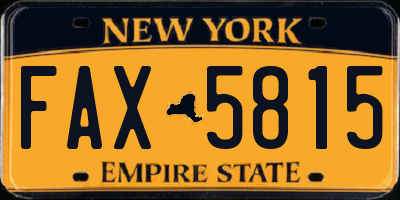 NY license plate FAX5815