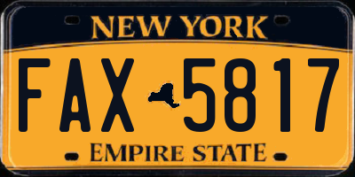 NY license plate FAX5817
