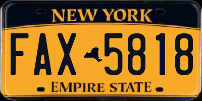 NY license plate FAX5818