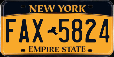 NY license plate FAX5824