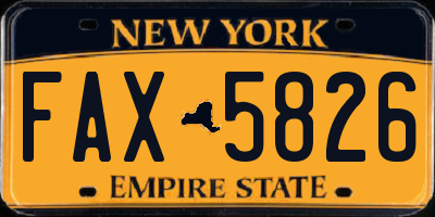 NY license plate FAX5826
