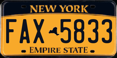 NY license plate FAX5833