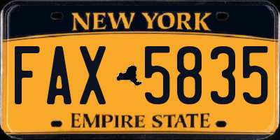 NY license plate FAX5835