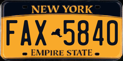 NY license plate FAX5840