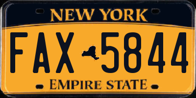 NY license plate FAX5844