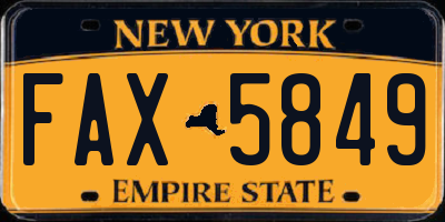 NY license plate FAX5849