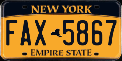 NY license plate FAX5867