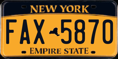 NY license plate FAX5870