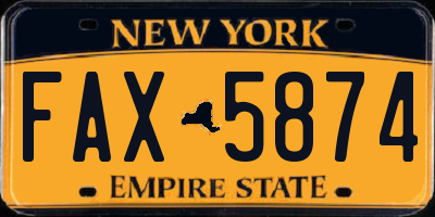NY license plate FAX5874