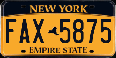 NY license plate FAX5875