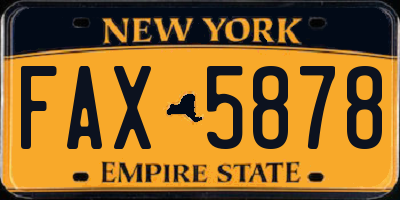 NY license plate FAX5878