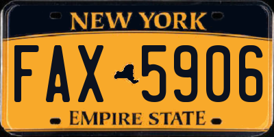 NY license plate FAX5906