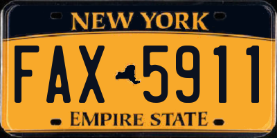 NY license plate FAX5911