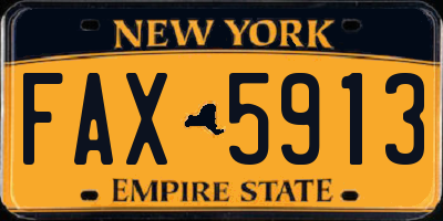 NY license plate FAX5913