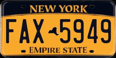 NY license plate FAX5949