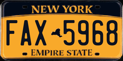 NY license plate FAX5968