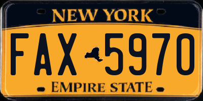NY license plate FAX5970