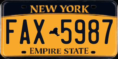 NY license plate FAX5987