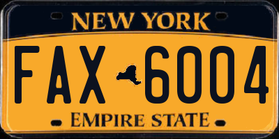 NY license plate FAX6004