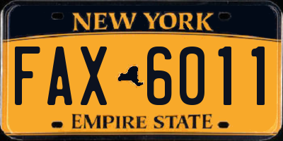 NY license plate FAX6011