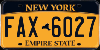 NY license plate FAX6027