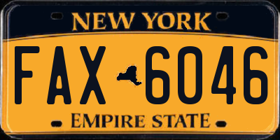 NY license plate FAX6046