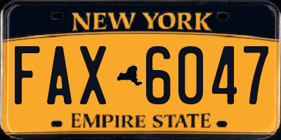 NY license plate FAX6047