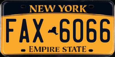 NY license plate FAX6066