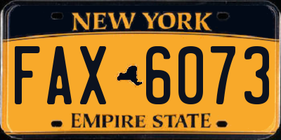 NY license plate FAX6073