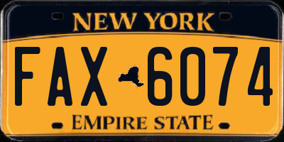 NY license plate FAX6074